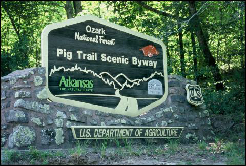Ozark National Forest sign - Pig Trail Scenic Byway